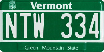 VT license plate NTW334