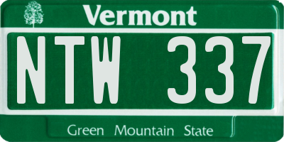 VT license plate NTW337