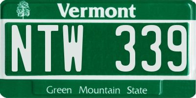 VT license plate NTW339