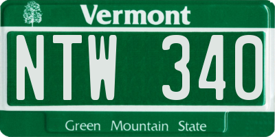 VT license plate NTW340