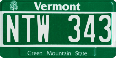VT license plate NTW343