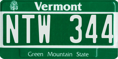 VT license plate NTW344