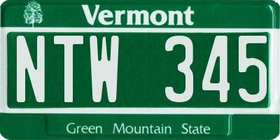 VT license plate NTW345