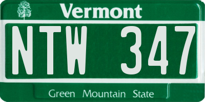 VT license plate NTW347