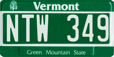 VT license plate NTW349