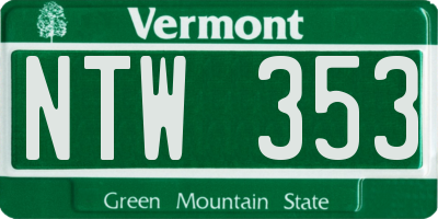 VT license plate NTW353