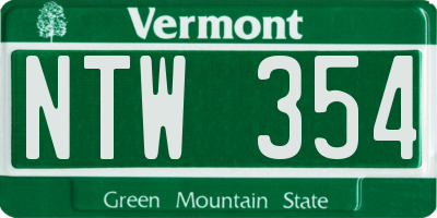 VT license plate NTW354