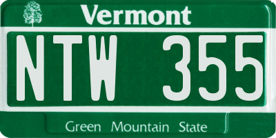 VT license plate NTW355