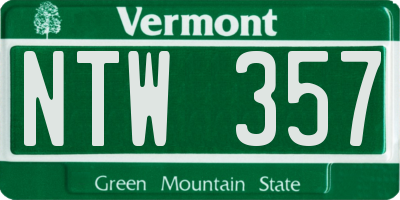 VT license plate NTW357