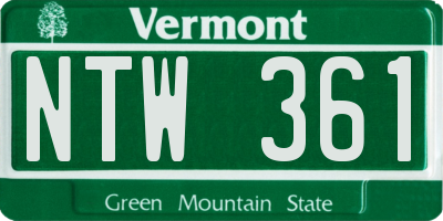 VT license plate NTW361