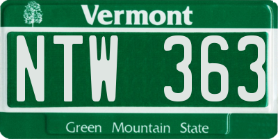 VT license plate NTW363