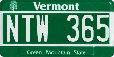 VT license plate NTW365