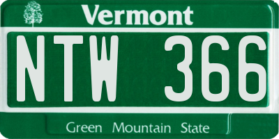 VT license plate NTW366