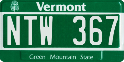 VT license plate NTW367