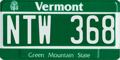 VT license plate NTW368