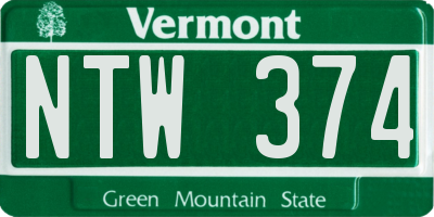 VT license plate NTW374