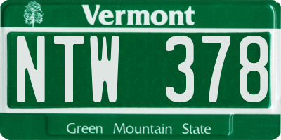 VT license plate NTW378