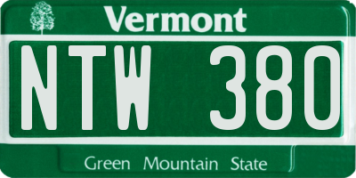 VT license plate NTW380
