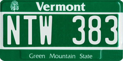 VT license plate NTW383
