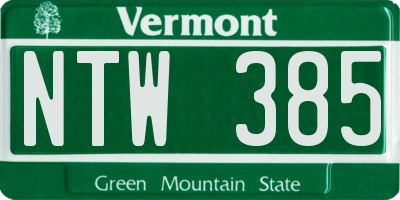 VT license plate NTW385