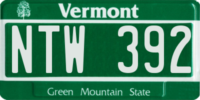 VT license plate NTW392