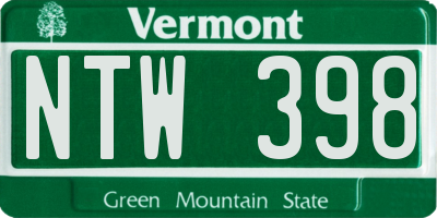VT license plate NTW398
