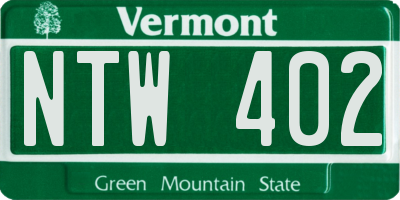 VT license plate NTW402