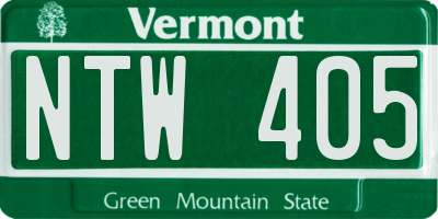 VT license plate NTW405