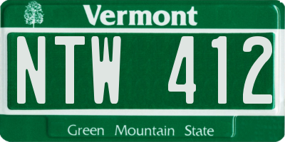 VT license plate NTW412