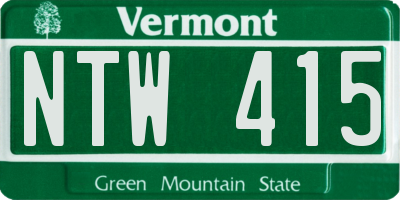 VT license plate NTW415