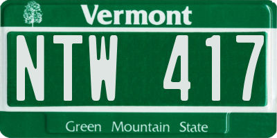VT license plate NTW417