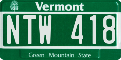 VT license plate NTW418