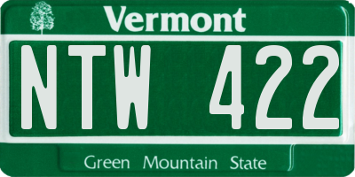 VT license plate NTW422