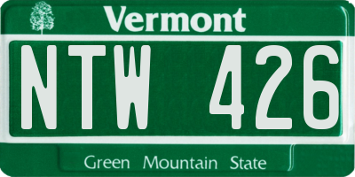 VT license plate NTW426