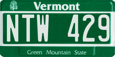 VT license plate NTW429