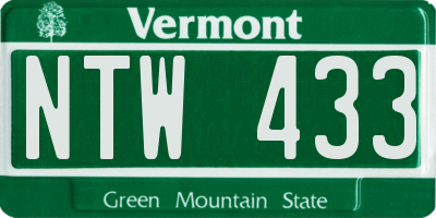 VT license plate NTW433