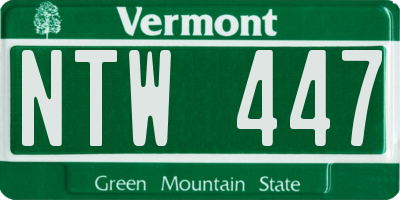 VT license plate NTW447