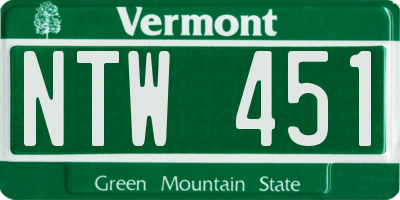 VT license plate NTW451