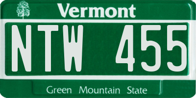 VT license plate NTW455