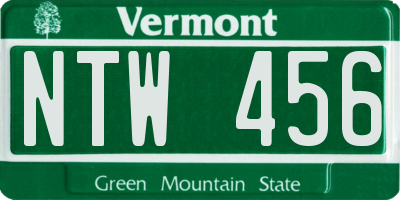 VT license plate NTW456