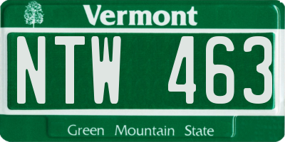 VT license plate NTW463