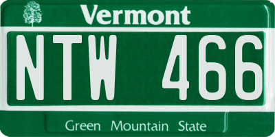 VT license plate NTW466