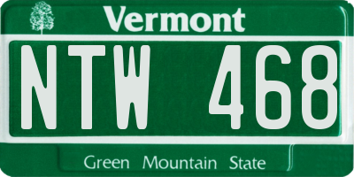 VT license plate NTW468