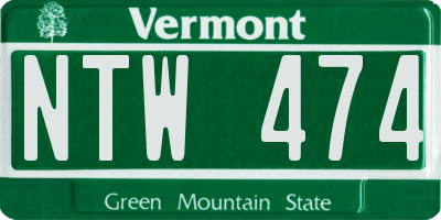 VT license plate NTW474