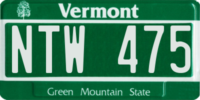 VT license plate NTW475