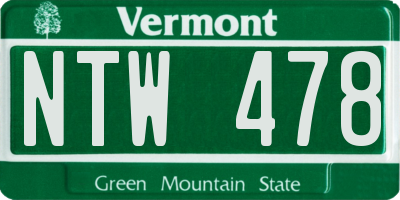 VT license plate NTW478