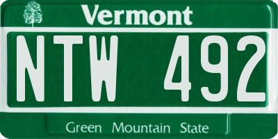 VT license plate NTW492