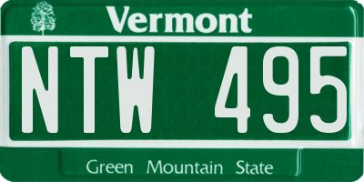 VT license plate NTW495