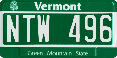 VT license plate NTW496