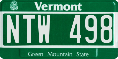 VT license plate NTW498